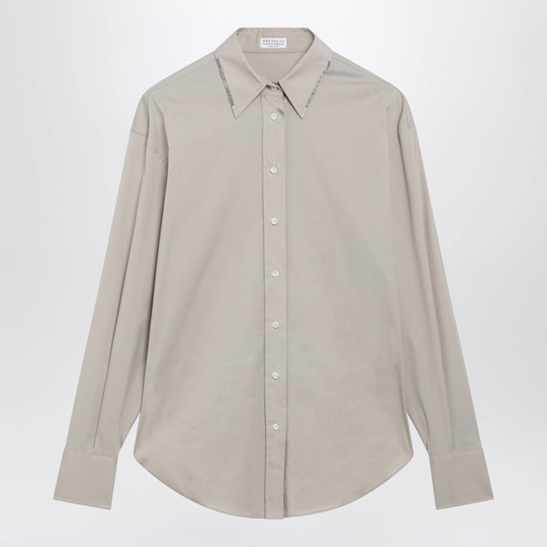 Monili Trim Stony Ground Cotton Poplin Shirt