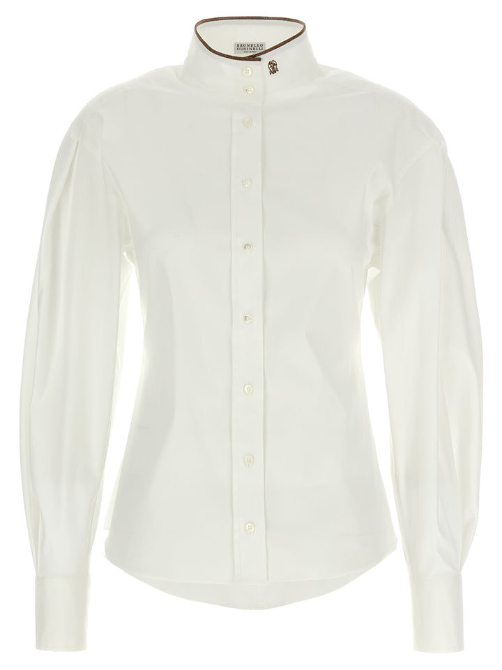 Brunello Cucinelli Shiny Collar Detail Camicie - Bianco | abd0e40b3f819b3cabc24f9b1d2e9f98923e3ee1