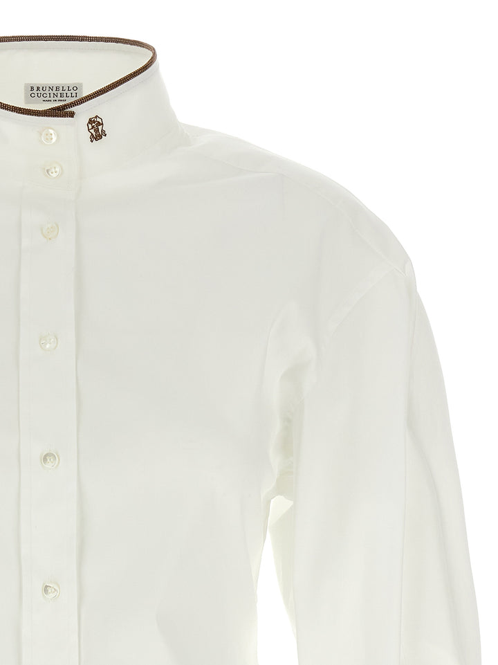 Brunello Cucinelli Shiny Collar Detail Camicie - Bianco | 38ef03f55742892fce8fa62f34a393db72fe5be6