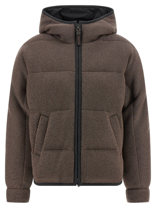 Lame Wool Down Jacket Puffer Jackets Marrone