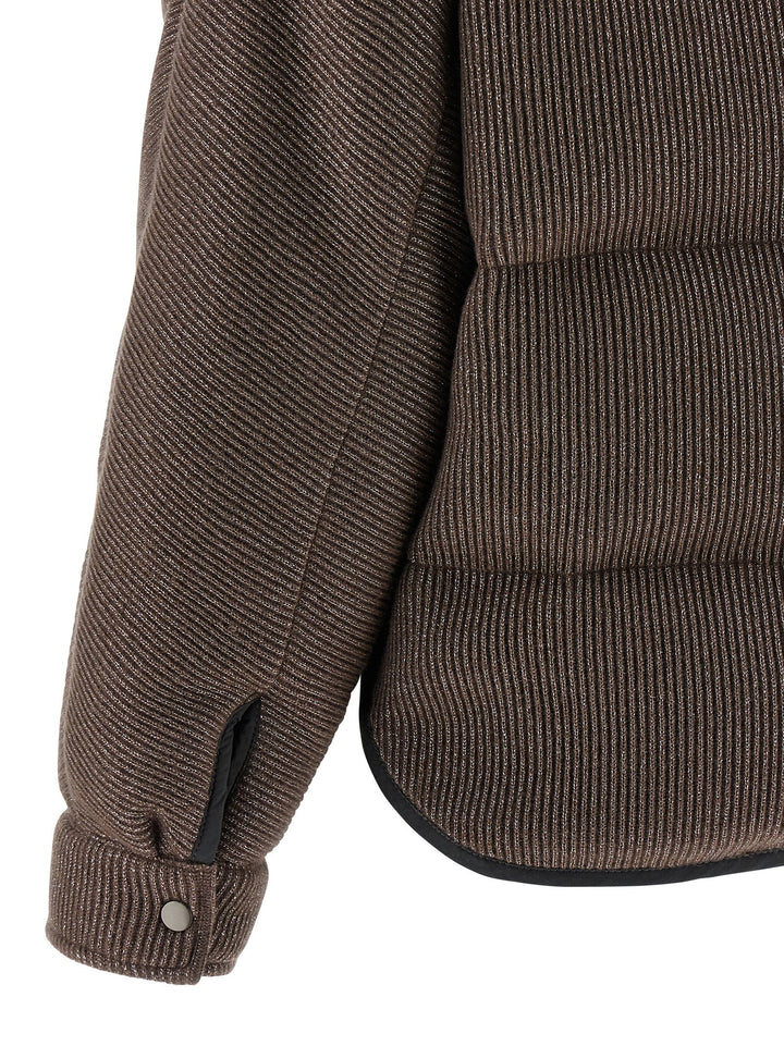 Brunello Cucinelli Lame Wool Down Jacket Puffer Jackets - Marrone | f55153e75550c88ab2a1939a6434d6258b06af2c