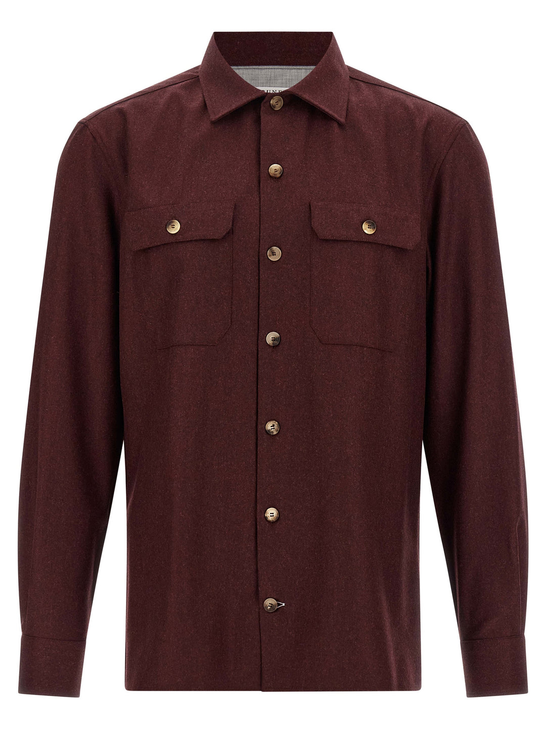 Brunello Cucinelli Flannel Overshirt Camicie - Bordeaux | c891dd43a64492fc0fca31a95e3a593c7507303b