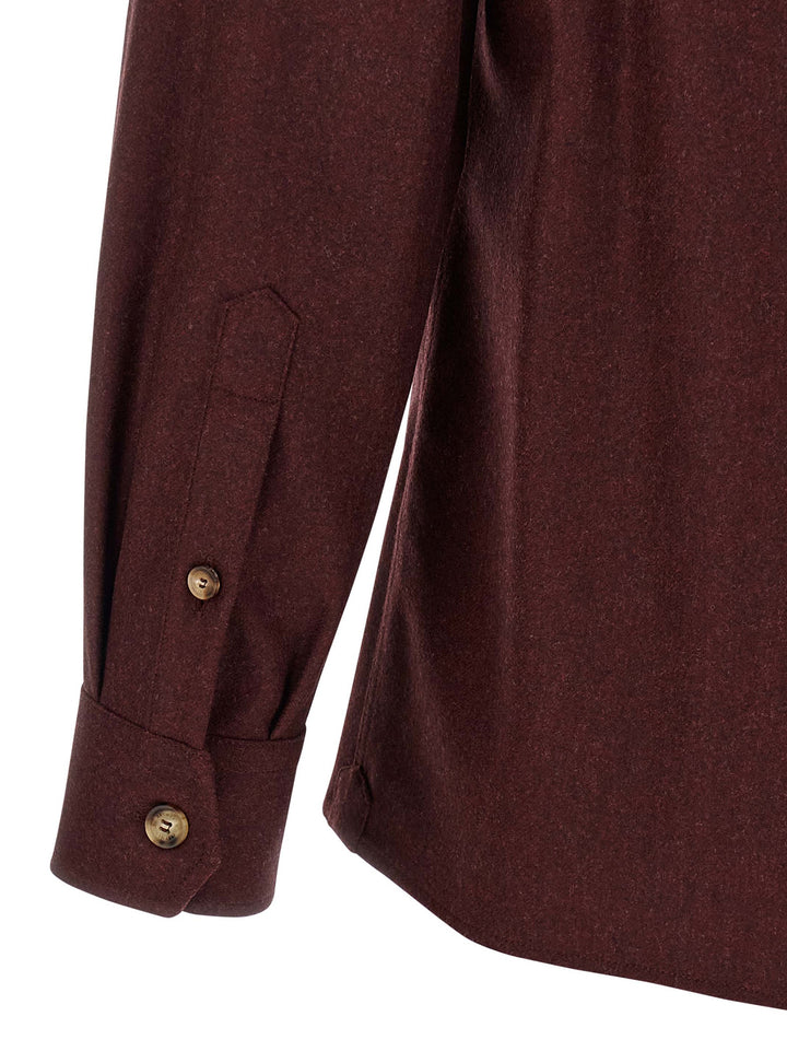 Brunello Cucinelli Flannel Overshirt Camicie - Bordeaux | 11b6342a711ef86788ea3711bb1cfef717f5fa8f