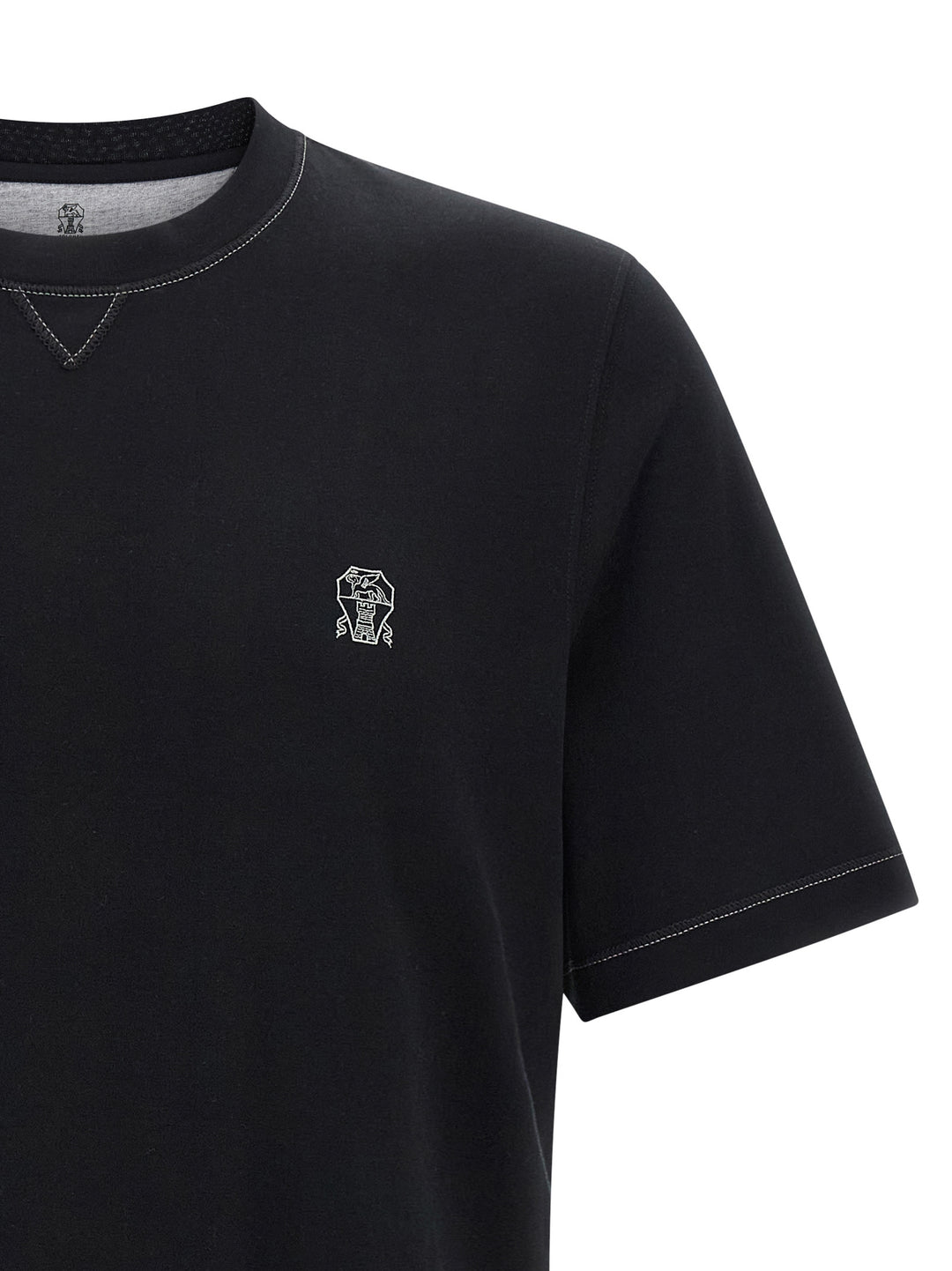 Brunello Cucinelli Logo Embroidery T shirt - Nero | 39433cf1e5b157230b18e2691833055d797142e1