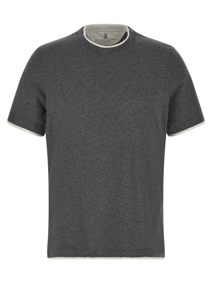 Brunello Cucinelli Double Layer T shirt - Grigio | 8be18a0e2b3d16c8a44d45f68dfc26d55f8a9512