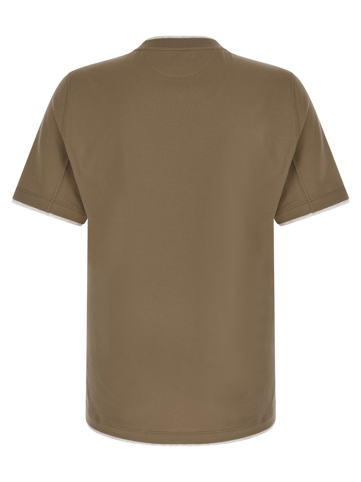 Brunello Cucinelli Double Layer T shirt - Beige | c1ed44f3aac4eb3d1ee9bd63f95a788cc42ee3ab