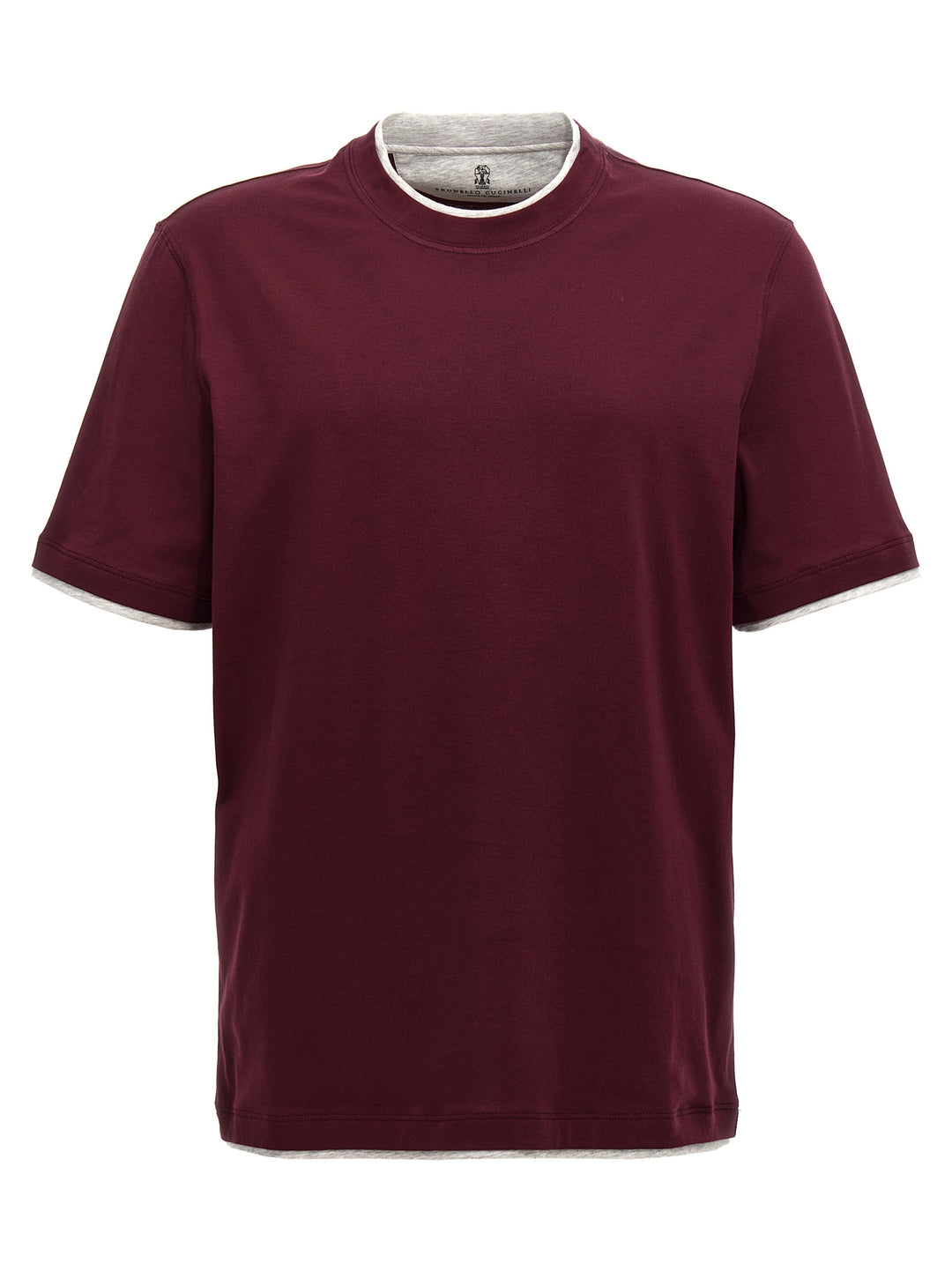 Brunello Cucinelli Double Layer T shirt - Bordeaux | 2ffbbee5223f7264865fc1b10cb6ae9859ace78f