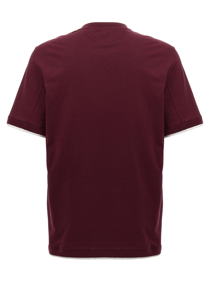 Brunello Cucinelli Double Layer T shirt - Bordeaux | fb1dcaab7c2f4840850007298078a912701620eb