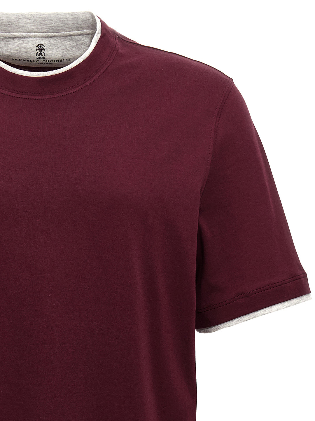 Brunello Cucinelli Double Layer T shirt - Bordeaux | f91204b8997ccaba3622e6cecc4e7124e4857599