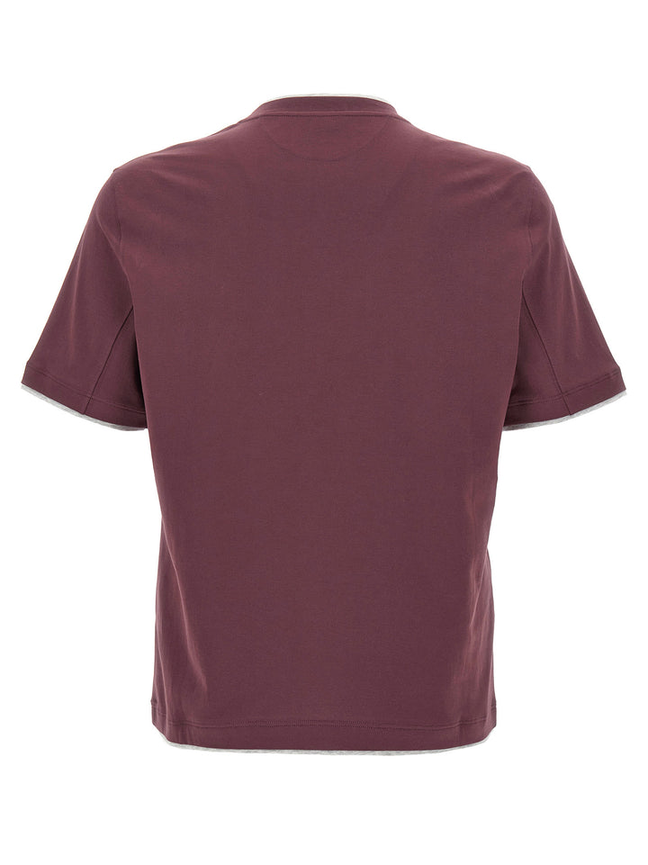 Brunello Cucinelli Double Layer T shirt - Bordeaux | ceea959ca79df7badfc0c13d041cee3e25617e28