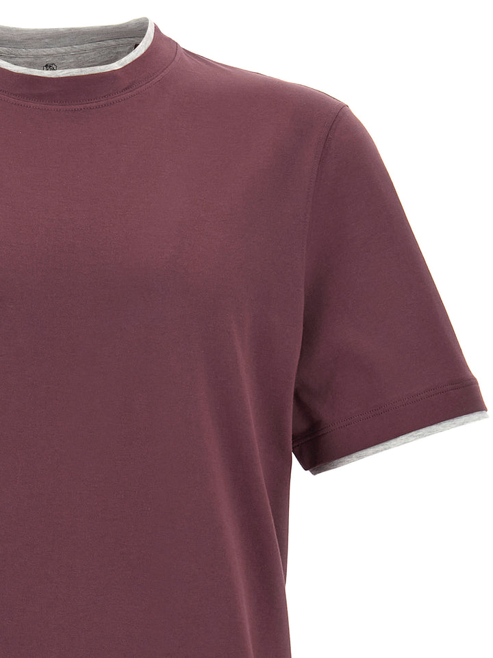 Brunello Cucinelli Double Layer T shirt - Bordeaux | caa11551ef116ffdcaac4aae19ec7eb21b2ae32c