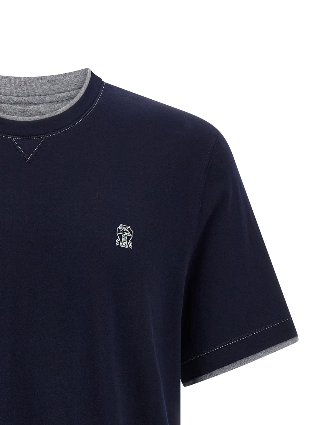 Brunello Cucinelli Double Layer T shirt - Blu | 99c7ff47ab2b2a95f68b1f92495f5b8a3f06364e
