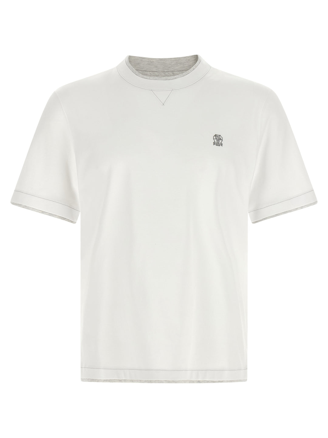 Brunello Cucinelli Double Layer T shirt - Bianco | 0e331f9ad1362ef93ba89ddb4b01790dbc10ab99