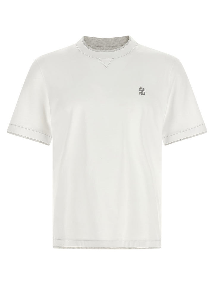 Brunello Cucinelli Double Layer T shirt - Bianco | 0e331f9ad1362ef93ba89ddb4b01790dbc10ab99