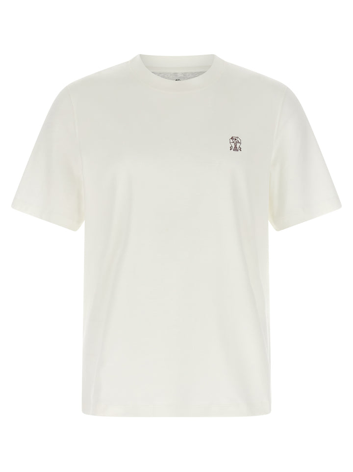 Brunello Cucinelli Logo Print T shirt - Bianco | e97556b47e8f680b5f6b27f3e55fd2391e913233