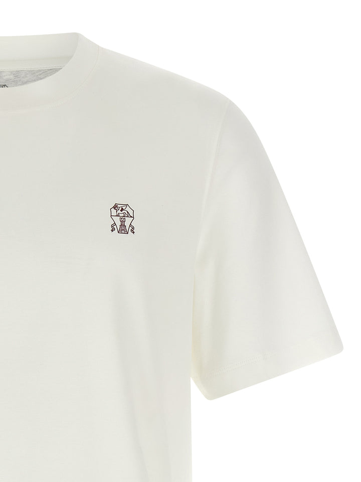 Brunello Cucinelli Logo Print T shirt - Bianco | bf9cd25ef08b73f90483d473d92a1596dc5b7dc4