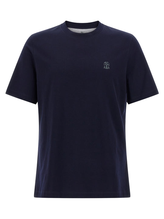 Logo Print T Shirt Blu
