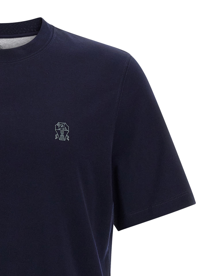 Brunello Cucinelli Logo Print T shirt - Blu | 806fdfba46aa5936a3d975e7262a8680ee8a1aeb