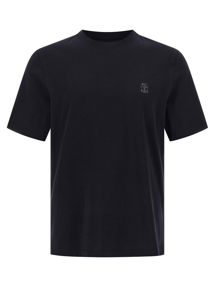 Brunello Cucinelli Logo Print T shirt - Blu | 5915482b0b9304306dbee212063cff3f88a2f32f