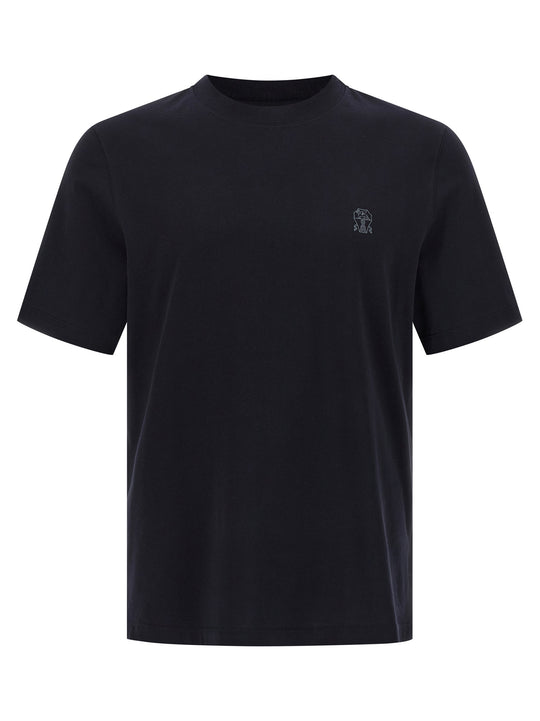 Logo Print T Shirt Blu