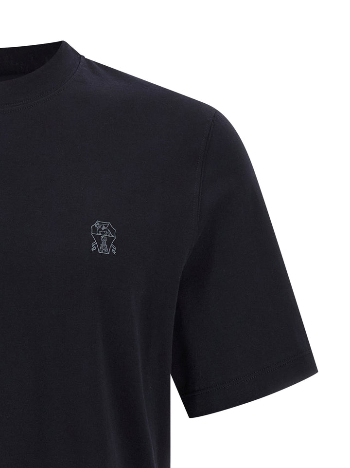 Brunello Cucinelli Logo Print T shirt - Blu | 3d923730eb1f9180c39c9bcd919bfbce0b3820b2