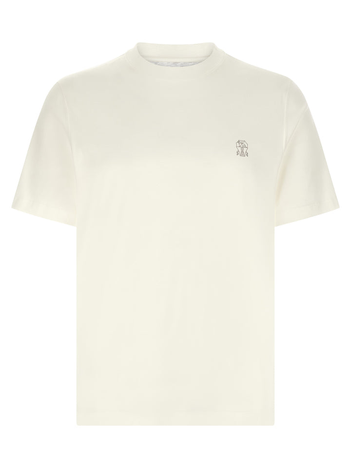 Brunello Cucinelli Logo Print T shirt - Bianco | f617d689a4cd43f710be06bcf56a4fadf1040ddd