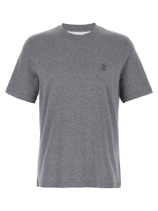 Logo Print T Shirt Grigio