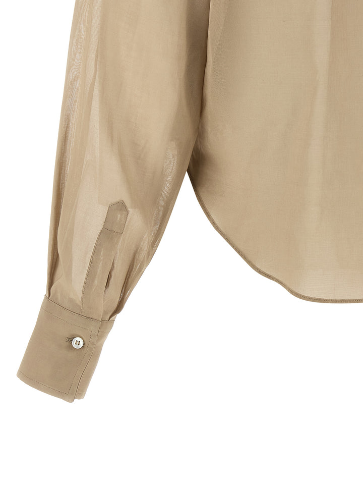Brunello Cucinelli Taffeta Shirt Camicie - Beige | efac2cb2e3ac2463ccfabb97f0dd97732da9c7ce