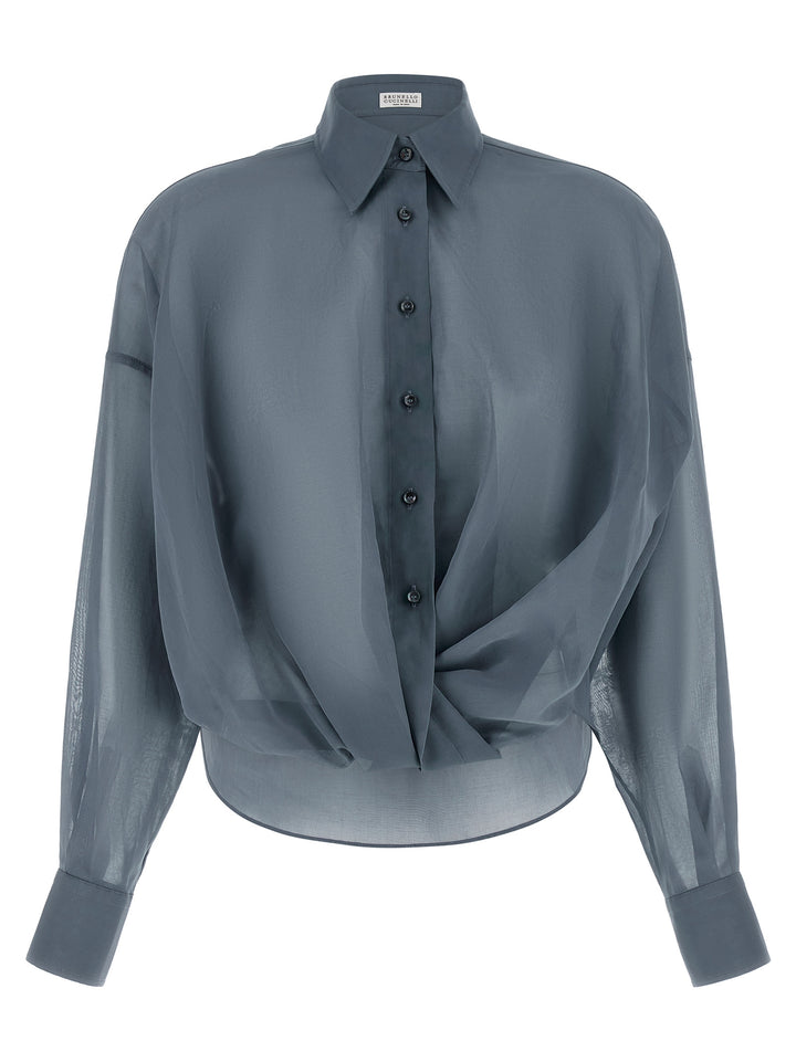 Brunello Cucinelli Taffeta Shirt Camicie - Blu | acdef2cee0e012747563fb445b8fa88a414cc7a8