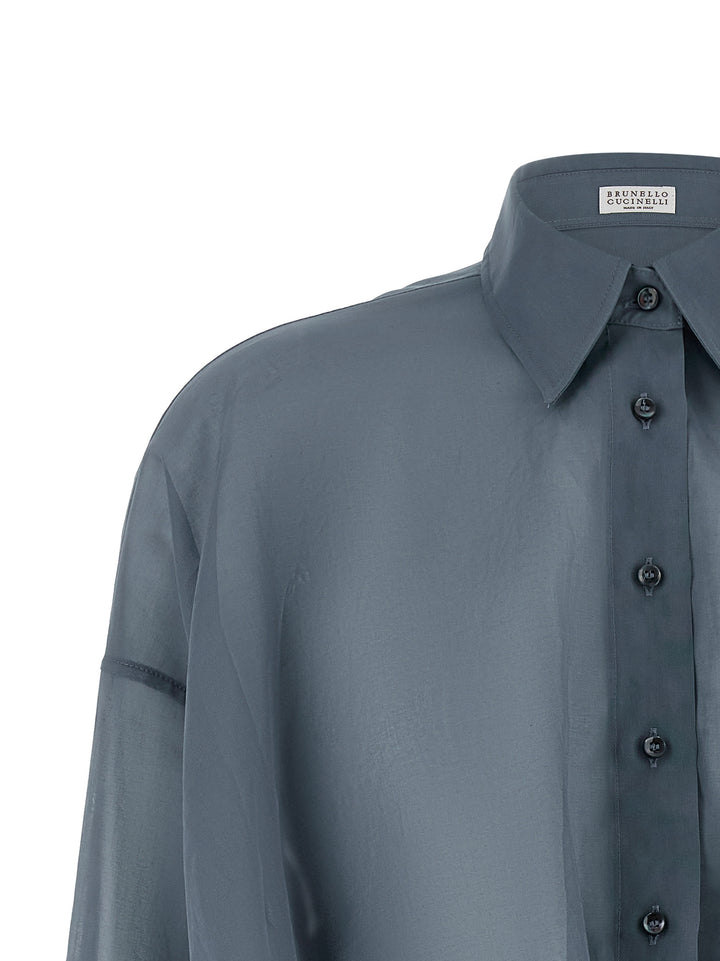 Brunello Cucinelli Taffeta Shirt Camicie - Blu | 383d73913369275a92ebb031ba7ca88a311f650d