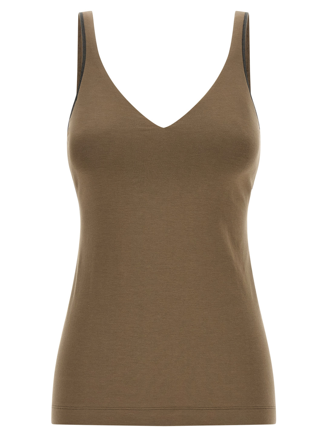 Brunello Cucinelli Shiny Straps Top - Beige | db99acdc10e14a2f1e5b44d93b4143a711070a0f