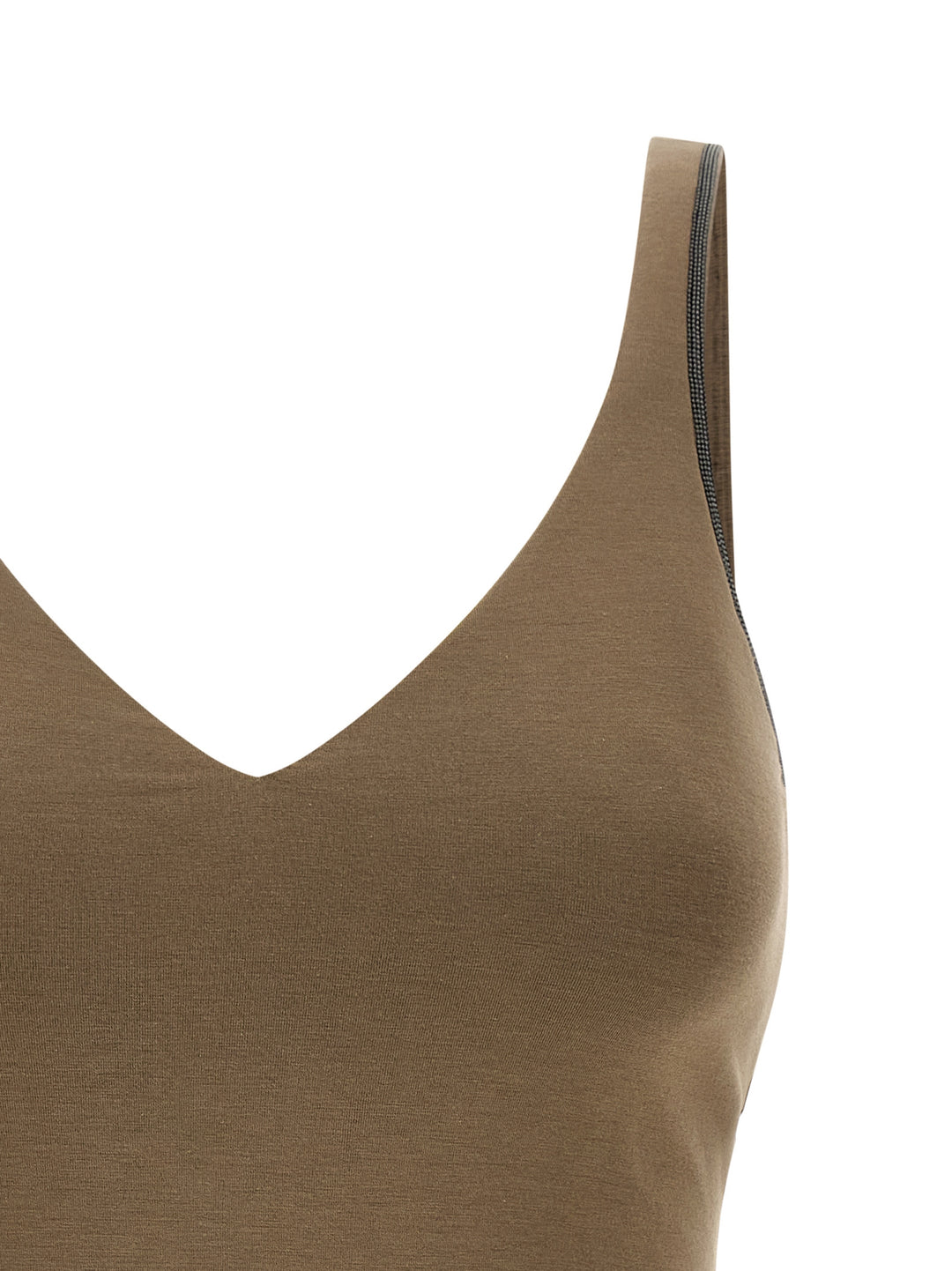 Brunello Cucinelli Shiny Straps Top - Beige | 33218a5a1b2a728e3df4d93963b97dc8b475d0d0