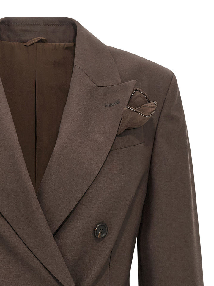 Brunello Cucinelli Tropical Luxury Wool Blazer BlazerS - Marrone | a028fefd17072ea88a6e09b6f0a0f418abd40767