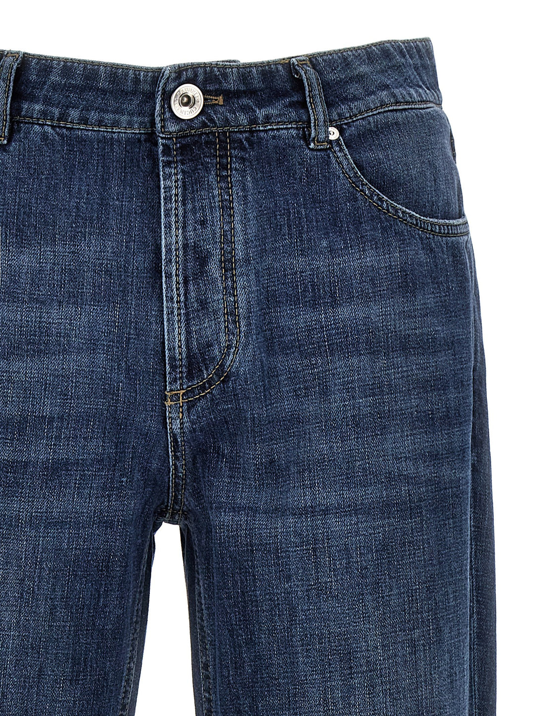 Brunello Cucinelli Logo Embroidery Jeans - Blu | bdab1b3825779a5f998ef3dbb31d3bb10fc3c272