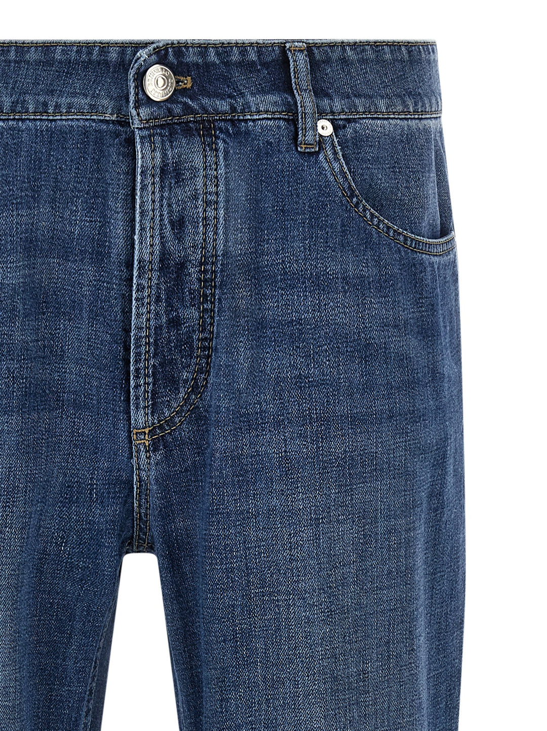 Brunello Cucinelli Logo Embroidery Jeans - Blu | 8ade1ec13541f129adc51fa98365b7e4e8233487