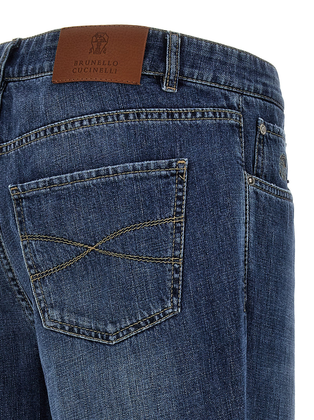 Brunello Cucinelli Logo Embroidery Jeans - Blu | e642939ee1e421c3de2d5d428be8ea2dfb40debf