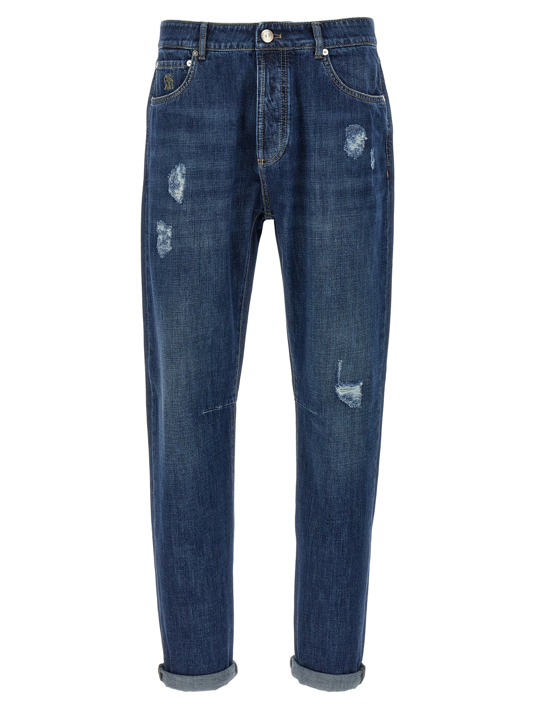 Brunello Cucinelli Used Effect Jeans - Blu | 95a17f0bbee0675be85f8def588a4f80e206e6e3