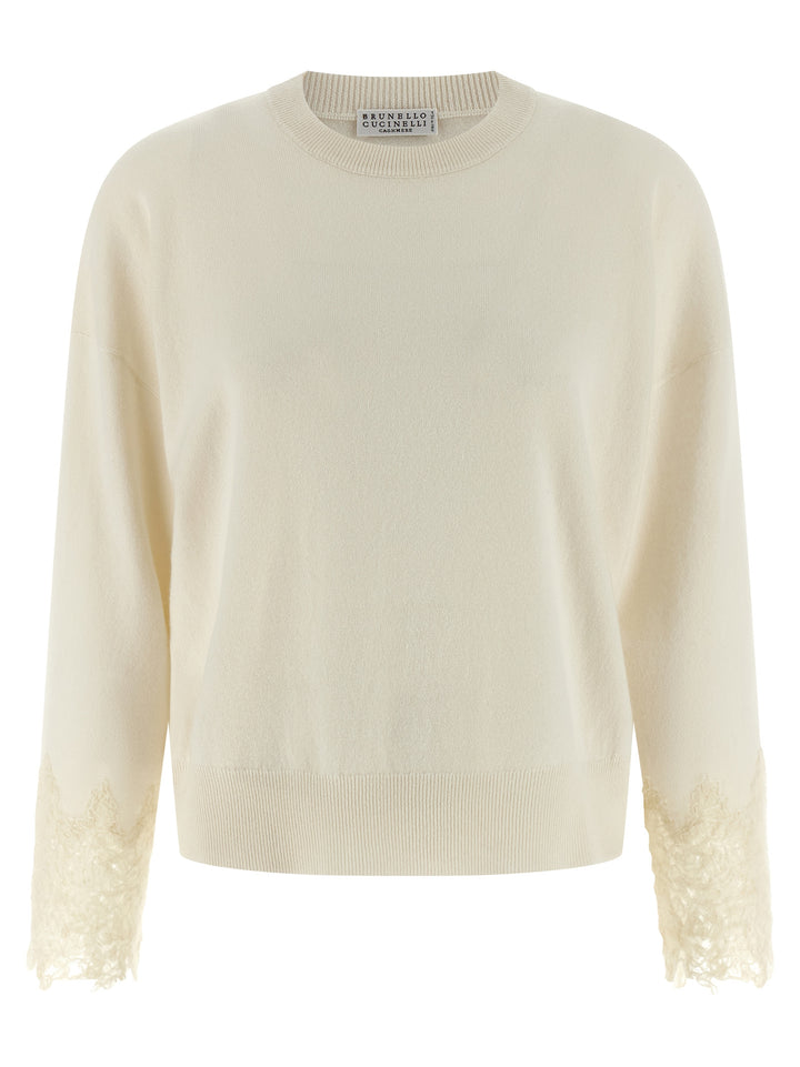 Brunello Cucinelli Knit Cuffs Maglioni - Bianco | 38bb588eb52200273721c55a136933782622742c