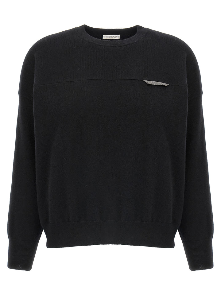 Brunello Cucinelli Monile Crop Sweater Maglioni - Nero | b9837656024327948d1ddfbcfe7571be4f74567b