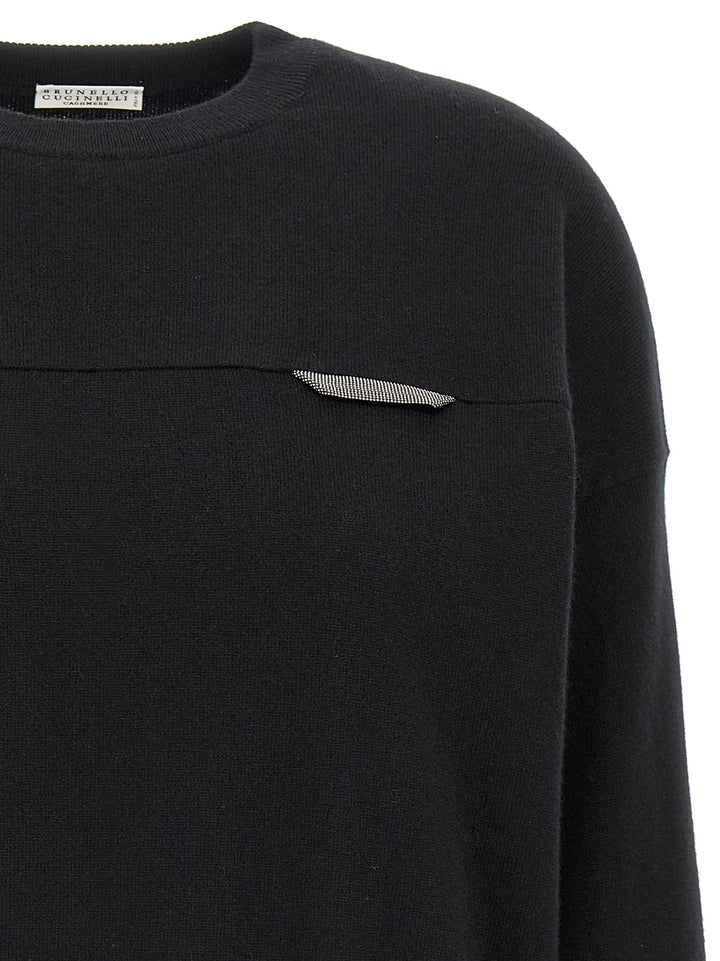 Brunello Cucinelli Monile Crop Sweater Maglioni - Nero | e052e75ecff3464a994d1b2bc8b21b1ed6ce3285