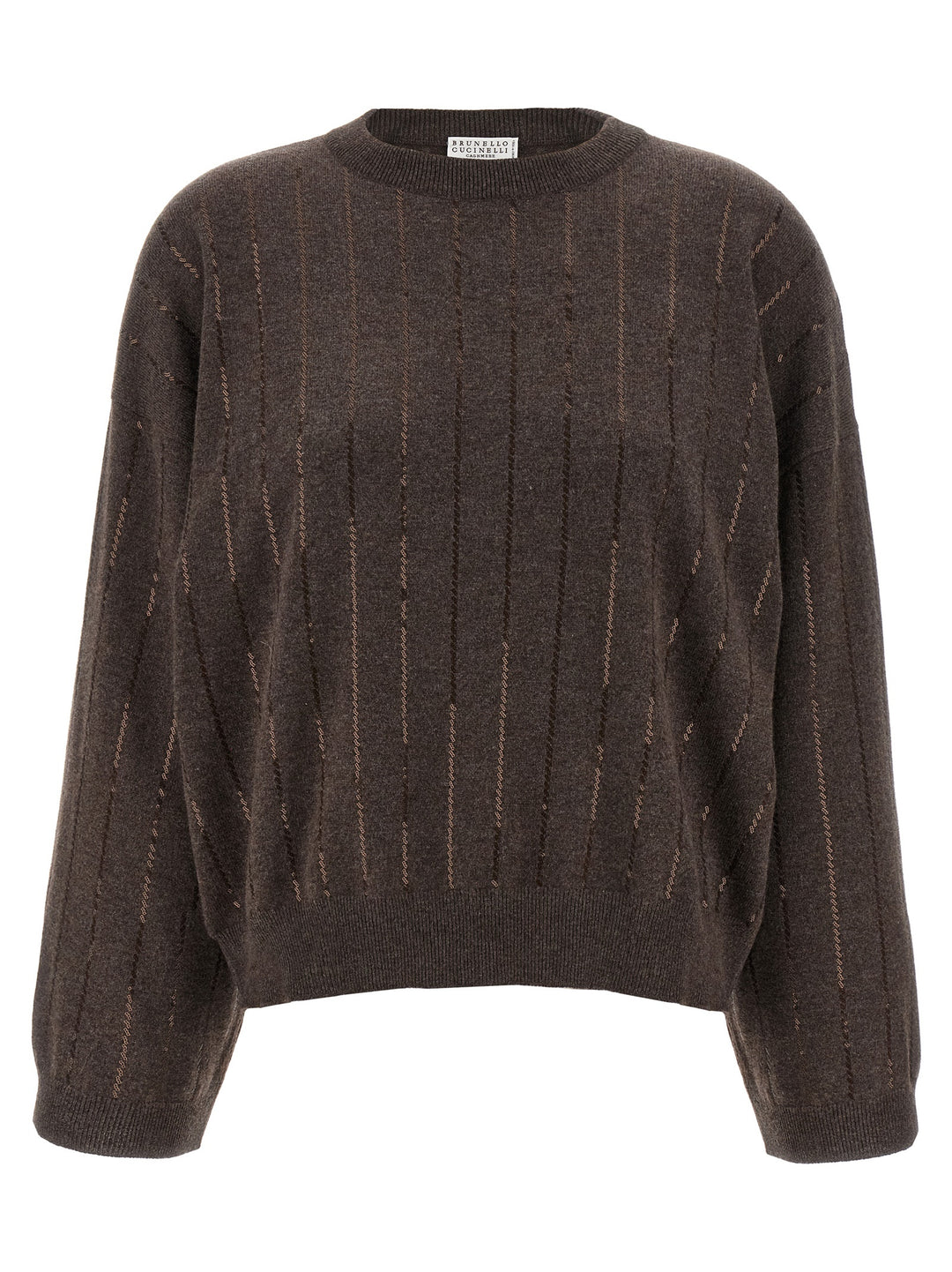 Brunello Cucinelli Sequin Cashmere Sweater Maglioni - Marrone | e25f5ba4cf6f6eb724b4fd4d002e1942a367d771