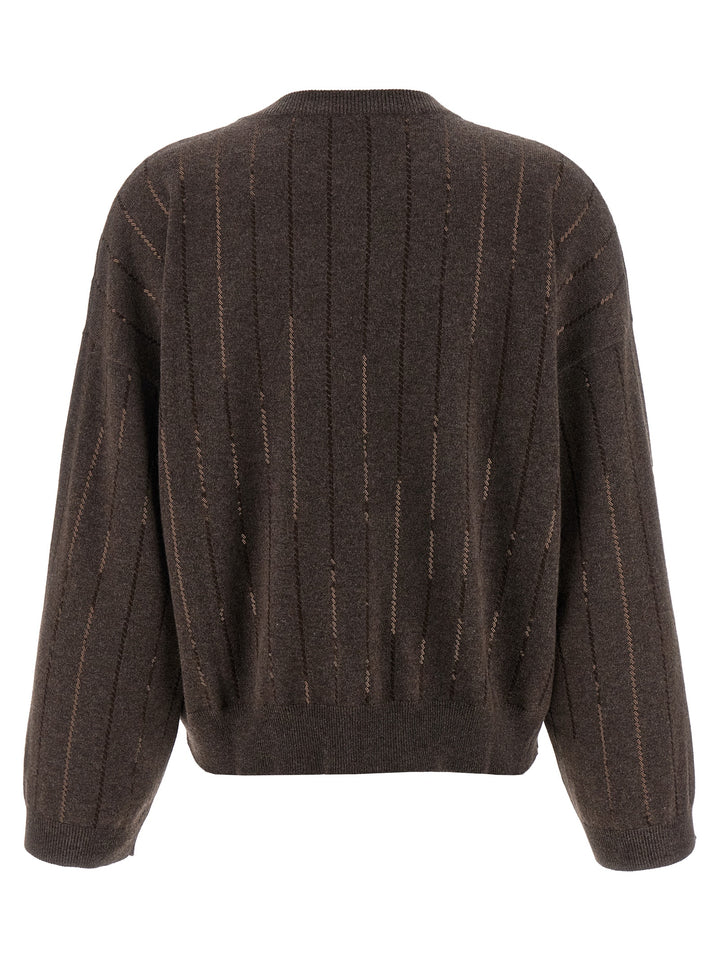 Brunello Cucinelli Sequin Cashmere Sweater Maglioni - Marrone | f2cc5a992a8c1157706ed53e70141224c3a54f4e
