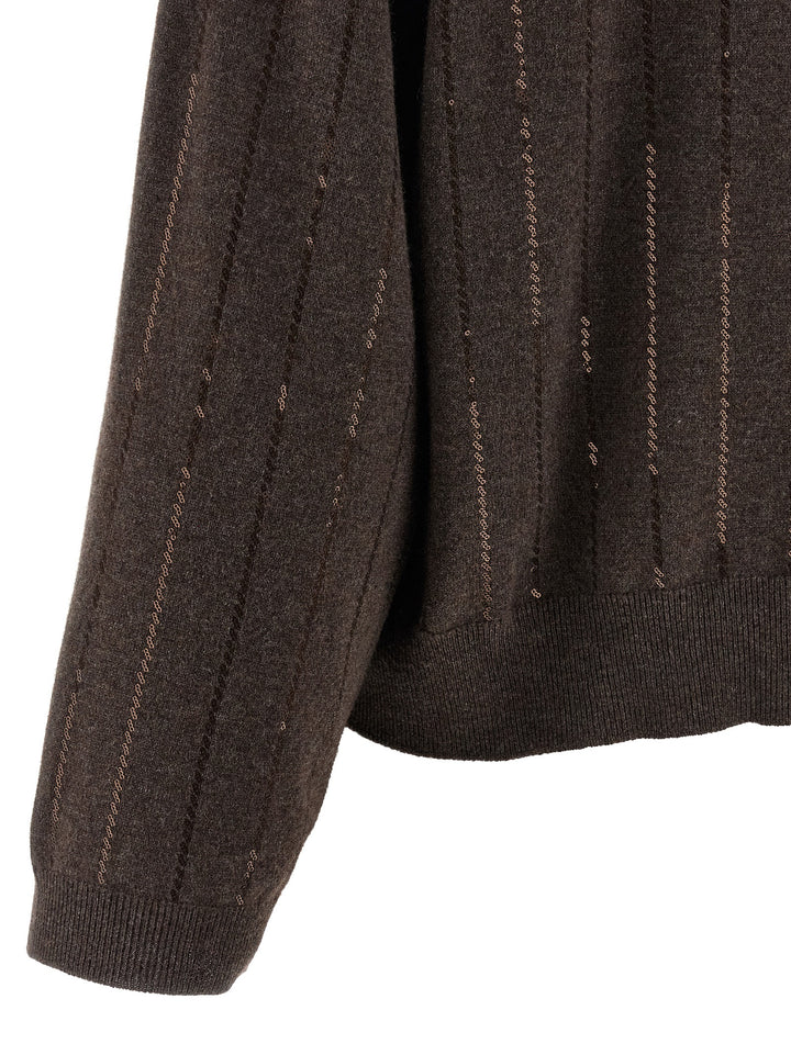 Brunello Cucinelli Sequin Cashmere Sweater Maglioni - Marrone | a590f9ab8bbb70b4116185822e96fb5807f2b490