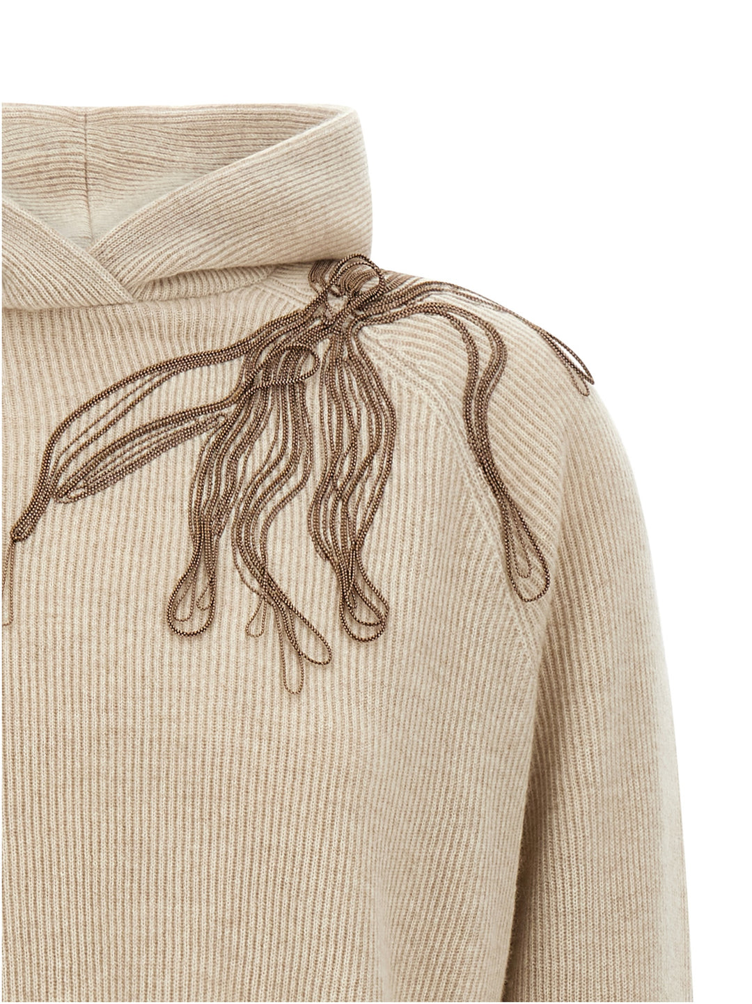 Brunello Cucinelli Shiny Flower Embroidery Maglioni - Beige | 355e3f2cb44d8dfd53b6bc971d48f5d55e5bda57