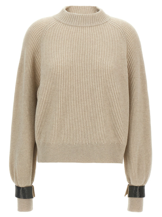 Monile Cuffs Sweater Maglioni Beige