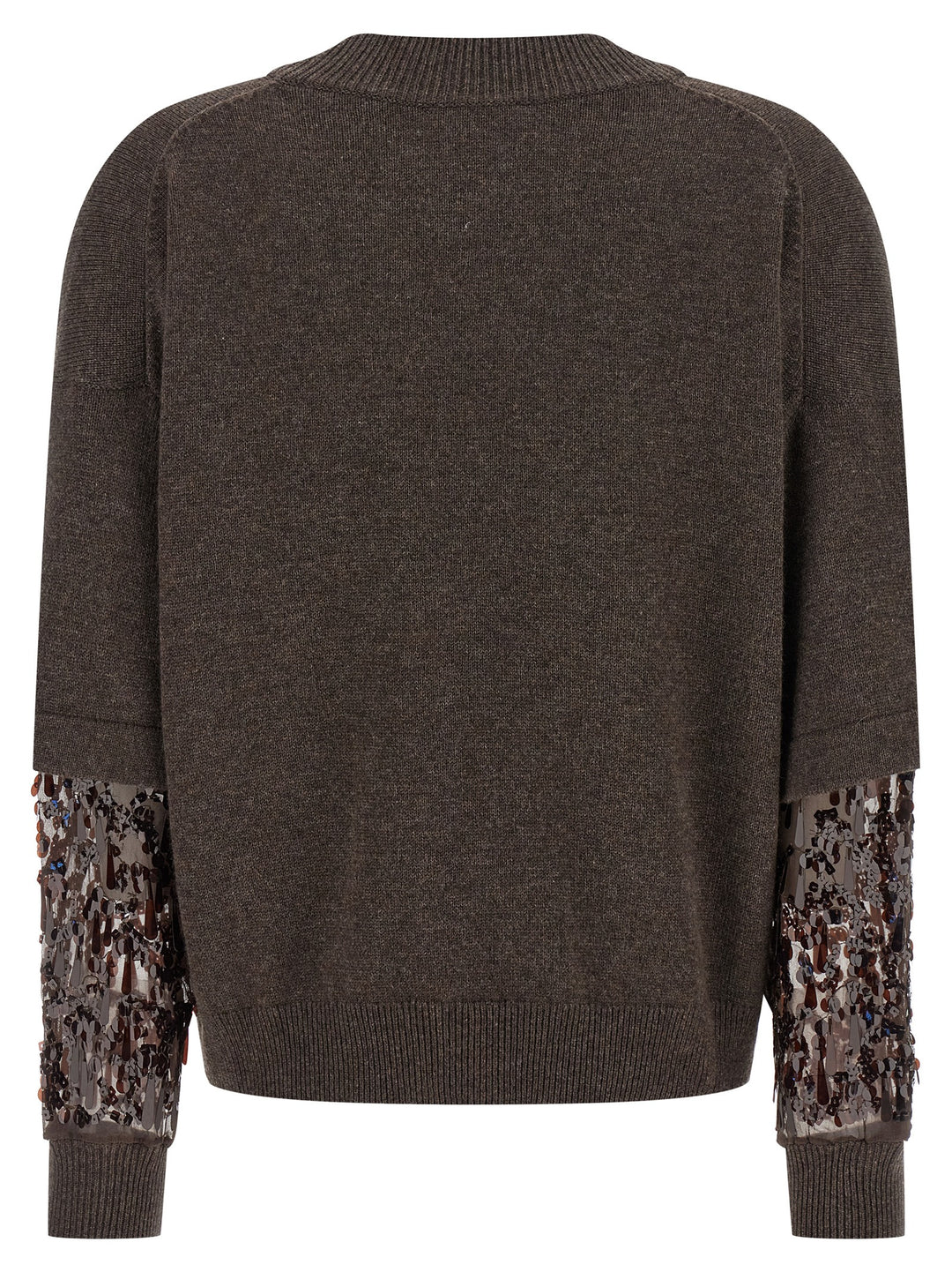 Brunello Cucinelli Sequin Sleeve Sweater Maglioni - Marrone | d7e043a59aca47fed6f4b0f62827b1ba164a8a3e