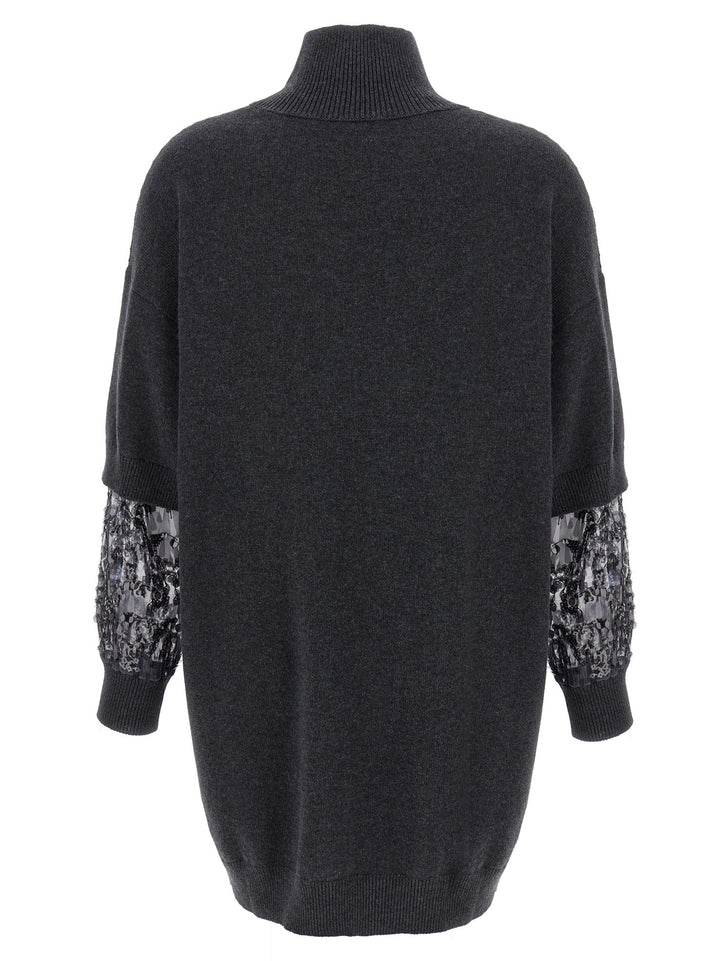 Brunello Cucinelli Sequin Sleeve Dress Abiti - Grigio | 33a2378535e089e28212d7c339d51a18fea3e787