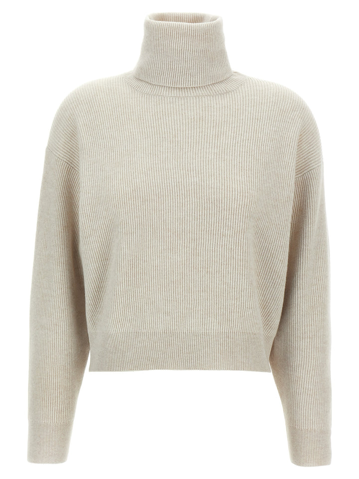 Brunello Cucinelli Ribbed Turtleneck Sweater Maglioni - Beige | f057e194a42b93b4f5ca05238c9980ec817a8a8c