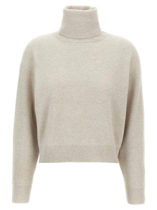 Ribbed Turtleneck Sweater Maglioni Beige
