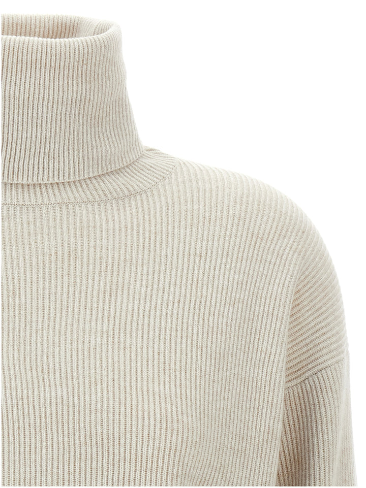 Brunello Cucinelli Ribbed Turtleneck Sweater Maglioni - Beige | 4767da800496379ec7b15f12f5edbfec2adb8c28
